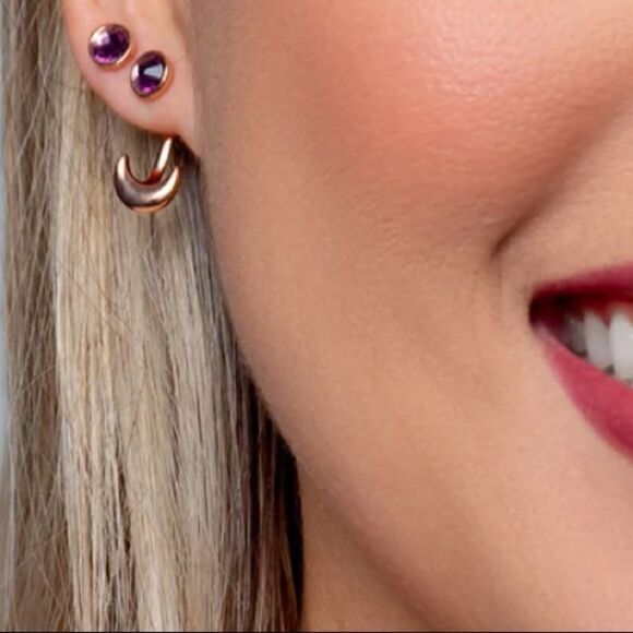 Swarovski Crystal MYSTICAL IRIS OVERLAPPING EARRING + ROSÉ GOLD PLATED - Picture 3 of 7